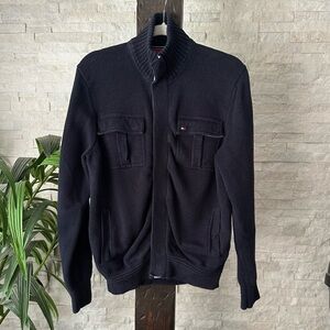 Tommy Hilfiger Navy Blue Knit Snap Button Cotton Cardigan Size M